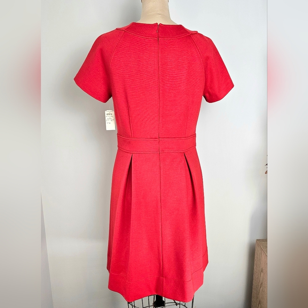 NWT Shoshanna x Bergdorf Goodman Red Pleated Fit-and-Flare Dress – Size 10 - Picture 4 of 12